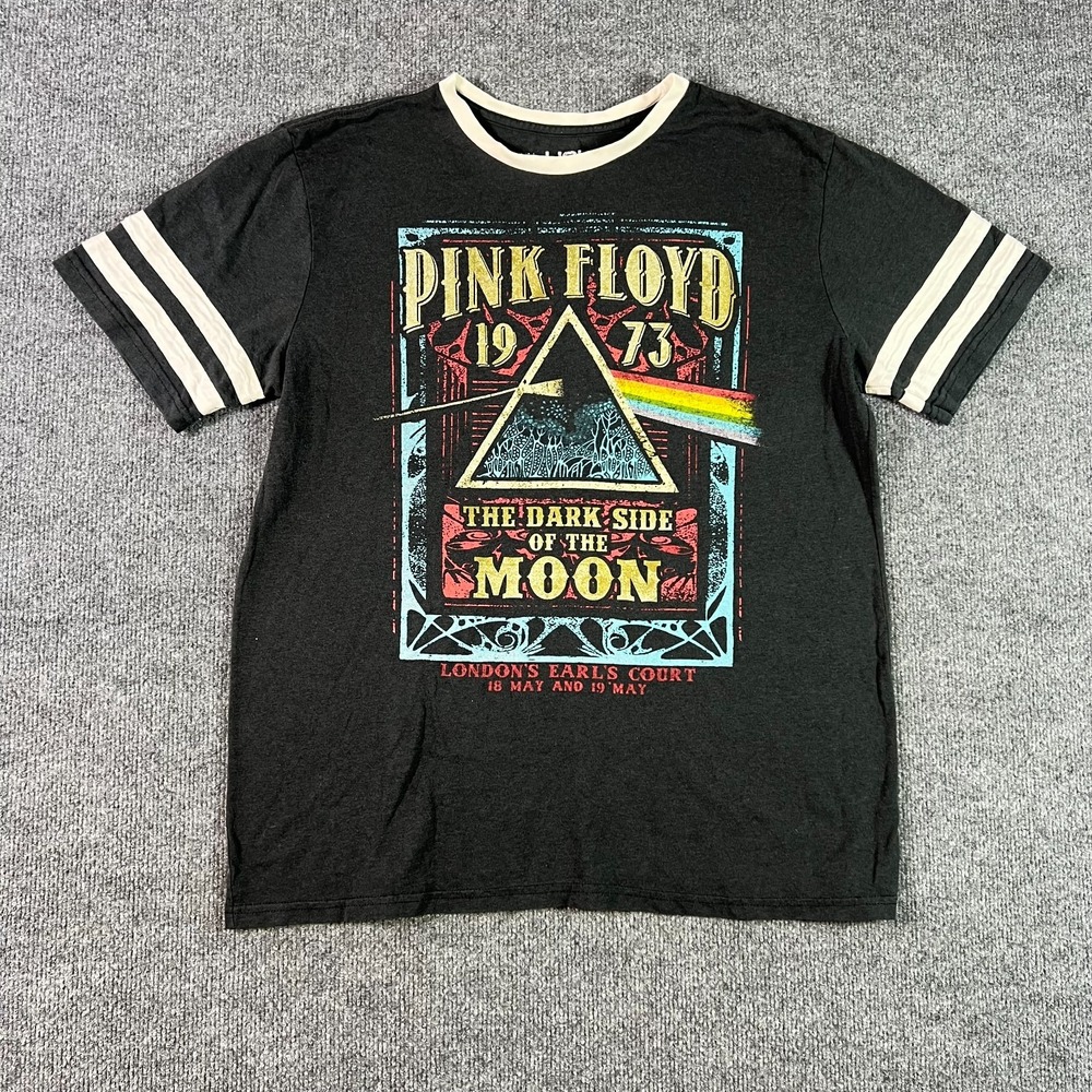 Liquid Blue Pink Floyd T-Shirt Mens XL Black Dark Side Of The Moon Ringer Tee